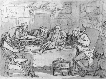 Rowlandson Canvas - The Fish Dinner caricature Thomas Rowlandson black and white
